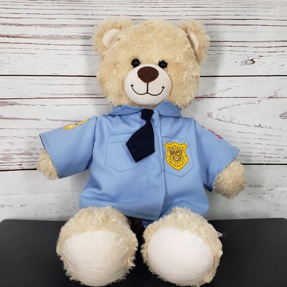 Built A Bear Workshop Cream Teddy Bear Plush with Police Uniform 17'' - Picture 3 of 12